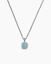 Albion® Teen Pendant Necklace in Sterling Silver with Blue Topaz and Diamonds, 4mm